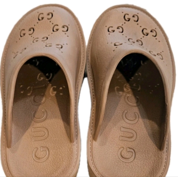 Tan Perforated GG Slip-On Clogs Made In Italy, 40 - Picture 3 of 9